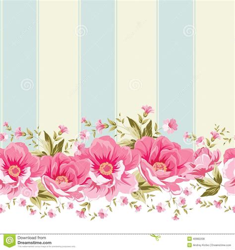 Ornate Pink Flower Border With Tile Stock Vector Illustration Of