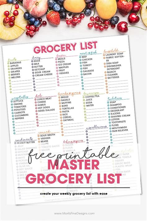 Master Grocery List Printable