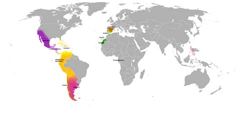 Map Attempting To Identify The Main Dialects Of Spanish In The World