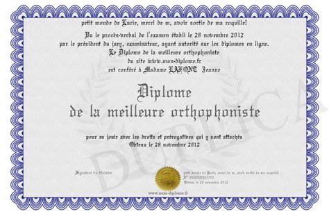 Diplome De La Meilleure Orthophoniste