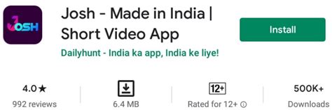 Hum bhi hai josh mein! Josh App Download Short Video App By Dailyhunt (Made In ...