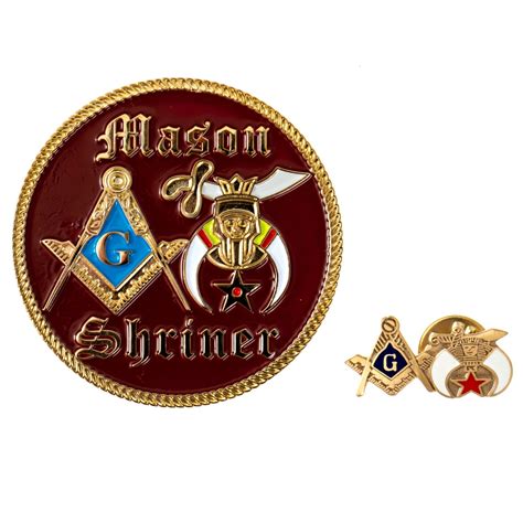 Mason Shriner Auto Emblem Lapel Pin Masonic Combo Pack Tme Set Emb