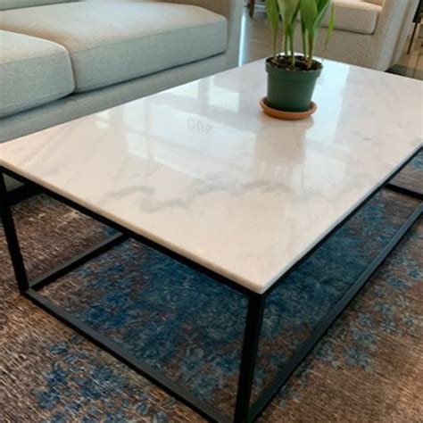 Amada Marble Coffee Table Rectangle White Portside Interiors