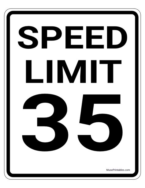 Speed Limit 35 Road Sign