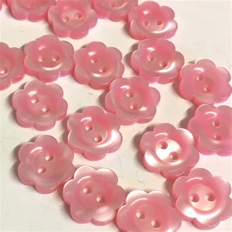 10 Pink Flower Buttons Flower Shaped Buttons 12mm Buttons Etsy