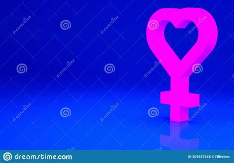 Pink Female Gender Symbol Icon Isolated On Blue Background Venus Symbol Stock Illustration