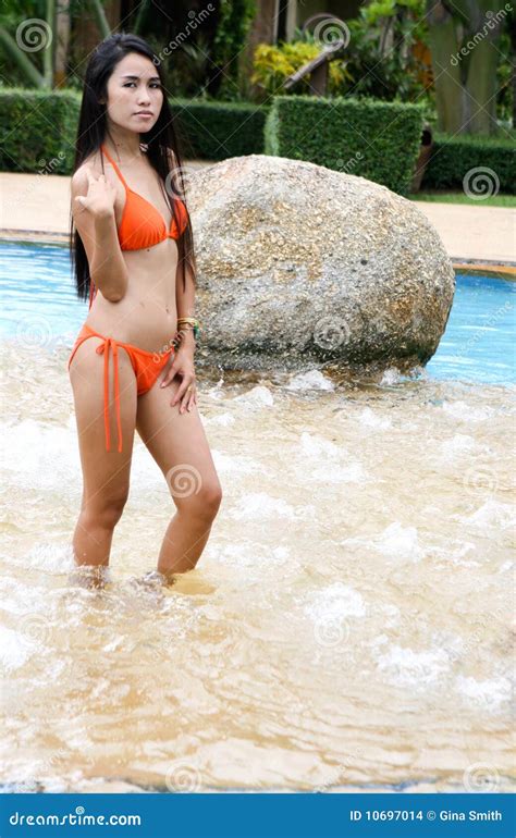 aziatische vrouw in een bikini stock foto image of recreatie seizoen 10697014