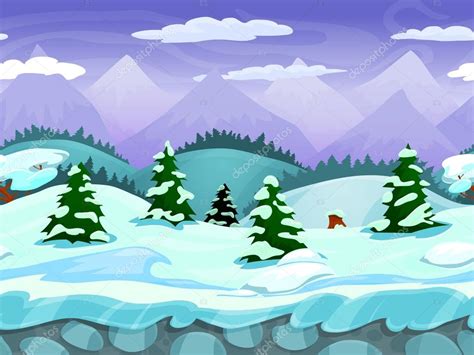 Seamless Cartoon Winter Landscape Stock Vector By ©mrdeymos 67077099