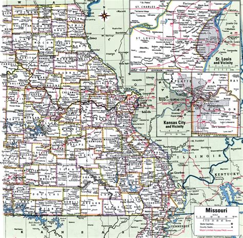 Missouri State Map Showing Counties United States Map