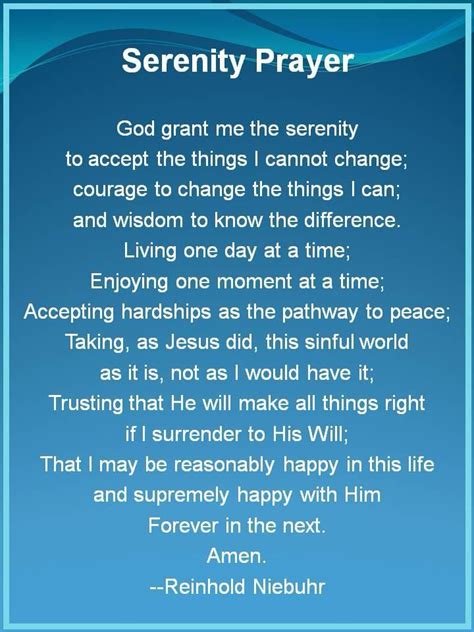 serenity prayer full version reinhold niebuhr god grant me the serenity to accept the