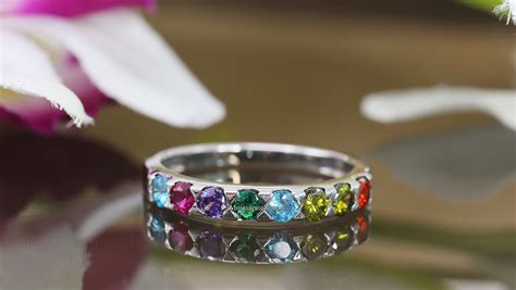 Rainbow Ring Colorful Ring Round Multicolored Diamond Band Etsy