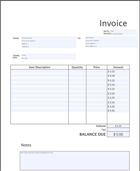 Simple Blank Invoice Template Invoice Template Ideas