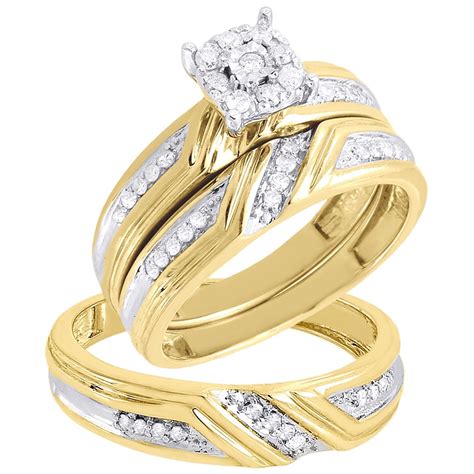 Jewelry For Less Diamond Trio Set 10k Yellow Gold Engagement Ring