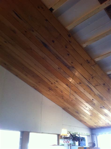 Set up tongue and groove ceiling, discover the joists utilizing a stud finder. Once Upon a Cedar House: Installing a Pine Tongue and ...