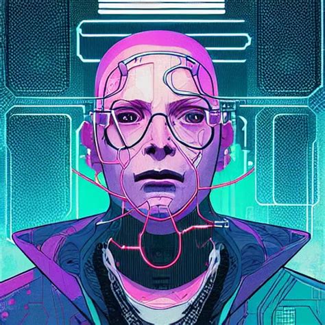 A Portrait Of A Neuromancer Cyberpunk Concept Art By Stable