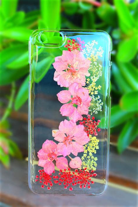Pressed Flowers Iphone 6s Case Pink Larkspur Flowers And Wild Etsy