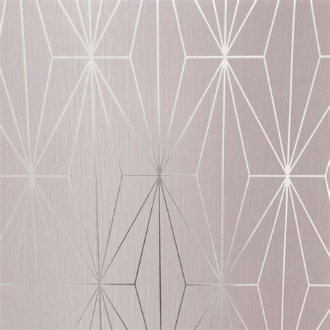 Kayla Metallic Geometric Wallpaper Blush Pink Muriva 703012