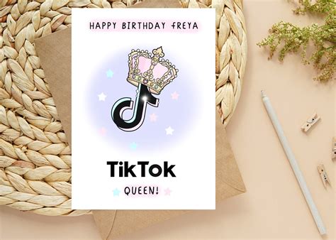 Personalised Tiktok Birthday Card Tik Tok Queen Card For Etsy