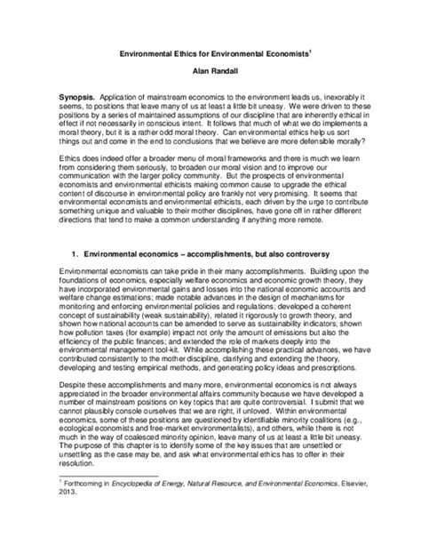 (PDF) Environmental Ethics for Environmental Economists ...
