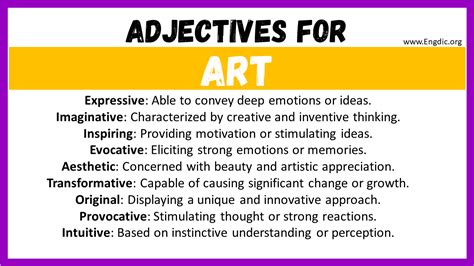 20 Best Words To Describe Art Adjectives For Art Engdic