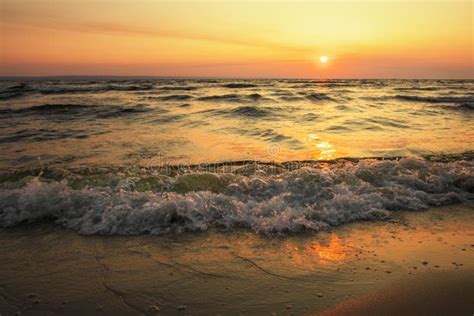 Colorful Ocean Beach Sunrise Dawn Over The Sea Nature Composition