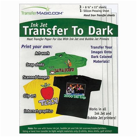 Transfer Magic Ink Jet Transfer Paper For Dark Fabric 8 12 X 11