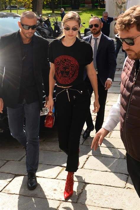 Gigi Hadid Arriving For Versace Show During Milan Fashion Week Italy