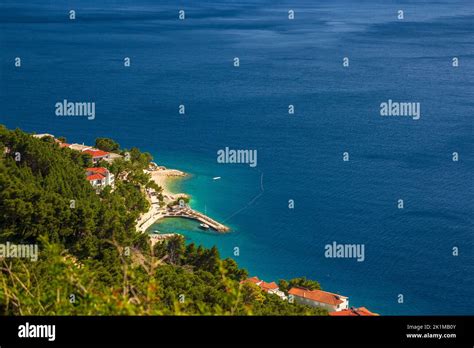 Wonderful Croatian Landscape With Village And Azure Water Adriatic