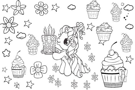 Little pony brought a birthday cake coloring pages my little pony. Unicorn Coloring Pages Unicorn Birthday Cake Printable ...