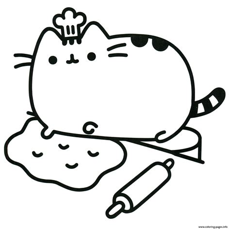 Pusheen The Cat Chef Cook Coloring Page Printable