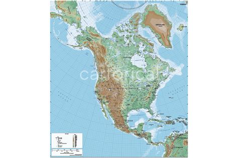 Shaded Relief Map Of North America By Cartorical Thehungryjpeg