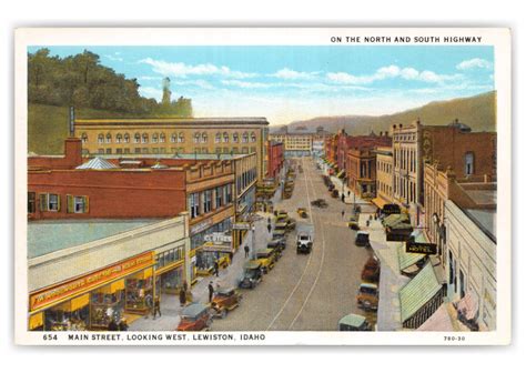 Lewiston Idaho Main Street Looking West Vintage And Antique Postcards