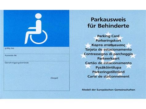 Unten in der maschinenlesbare zone, findet man an erster stelle ebenfalls. Parkausweis EU