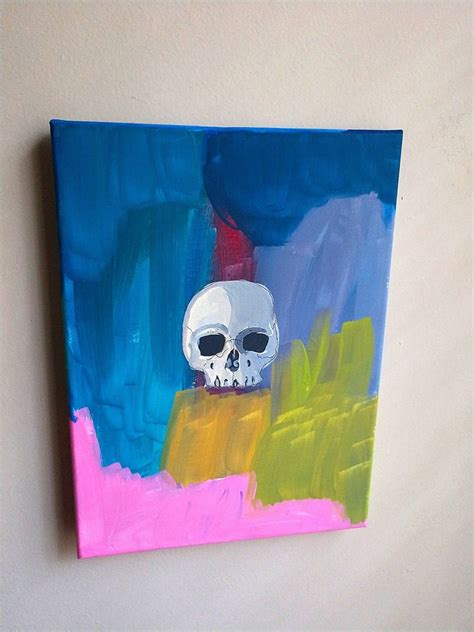 Acrylic Painting Abstract Skull Home Art Decor Canvas Etsy