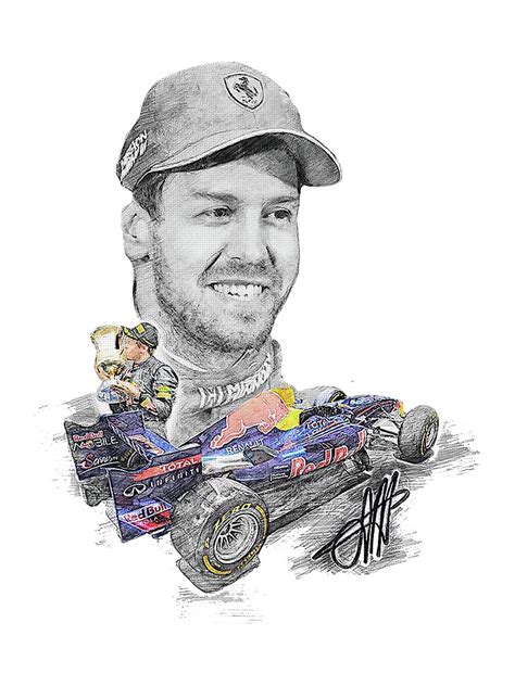 Sebastian Vettel Pencil Drawing Poster For Sale By Grantlueilwitz
