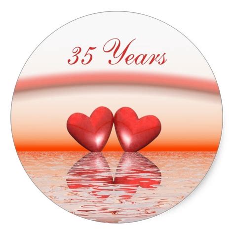 Thankfully, there are so many different jade gifts for 35th wedding anniversary, as well as 35th anniversary coral gifts for you to choose from so you can be sure you're getting the perfect gift for your spouse. 35th Anniversary Coral Hearts Classic Round Sticker ...