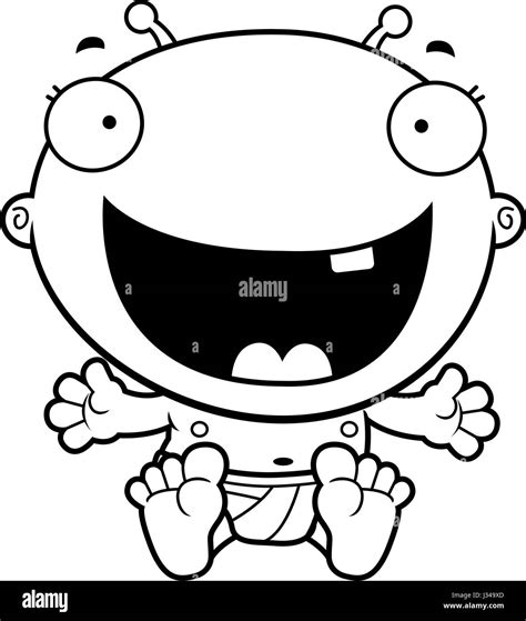 A Cartoon Illustration Of A Baby Alien Looking Happy Stock Vector Image