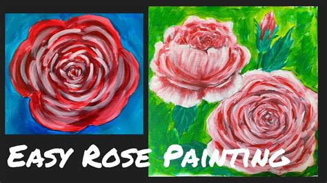 Easy Rose Acrylic Painting For Beginners Youtube
