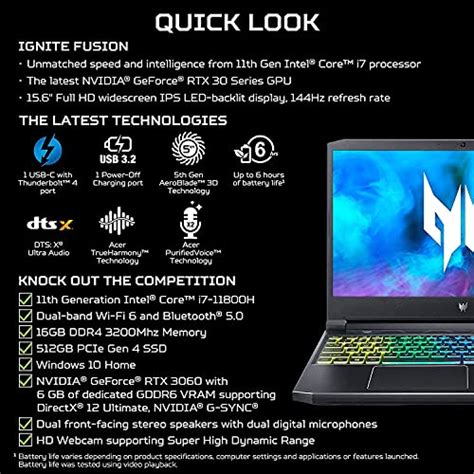 2021 Acer Flagship Predator Helios 300 Gaming Laptop 156 Fhd 144 Hz