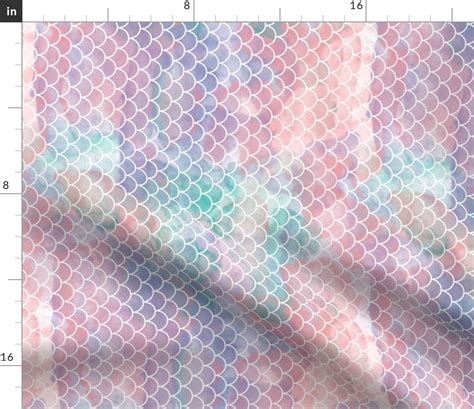 Watercolor Mermaid Scales Rotated Fabric Spoonflower