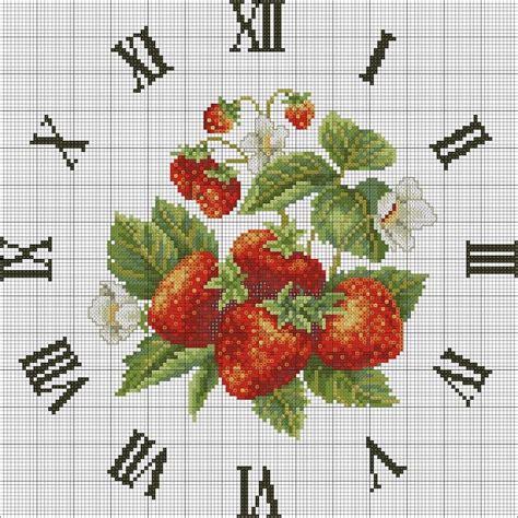 Únete y gana puntos por compra. FRESAS | Relojes punto de cruz, Punto de cruz cocina ...