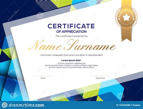 Modern Blue Certificate Of Completion Template With Abstract Background