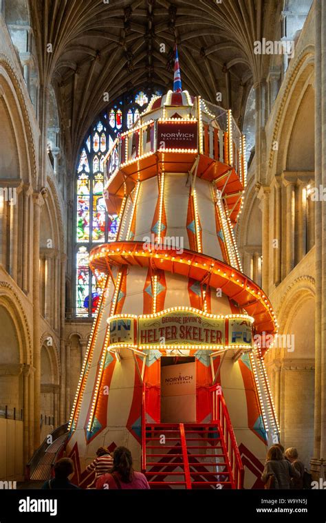 Traditional Helter Skelter Fairground Ride Inside Cathedral Church At
