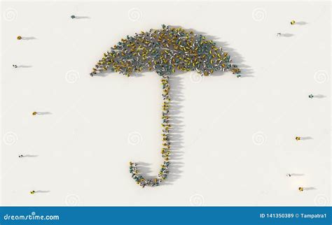 Large Group Of People Forming Umbrella Symbol In Social Media And