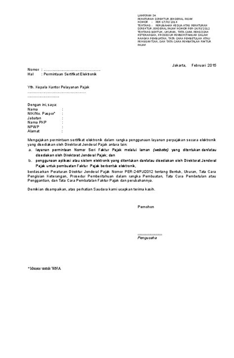 Contoh Surat Kuasa Permohonan Nomor Seri Faktur Pajak - Delinewstv