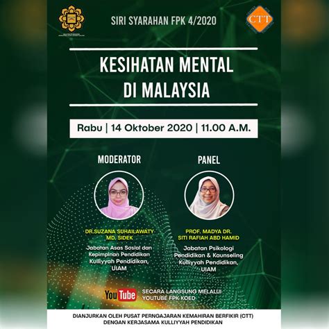 Siti norsuhana binti md nohno matrik : FPK Lecture Series 4/2020 - Kesihatan Mental di Malaysia ...