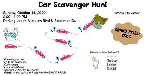 This is a free printable game! Car Scavenger Hunt-Meow Fixer Mixer 2020 by 4th Annual ...
