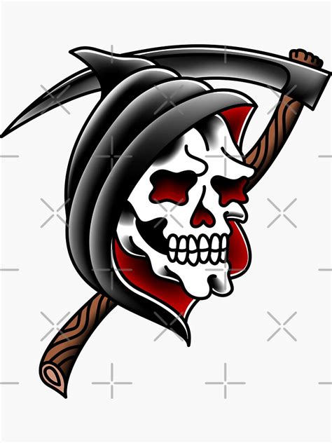 Salty Dog American Traditional Grim Reaper Sticker For Sale By Salty