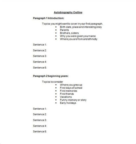 24 Autobiography Outline Templates And Samples Doc Pdf Writing A
