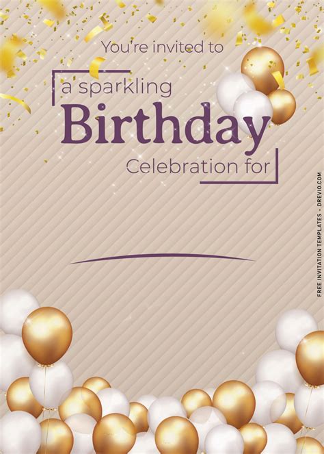 10 Aesthetic Sparkling Balloons Birthday Invitation Templates